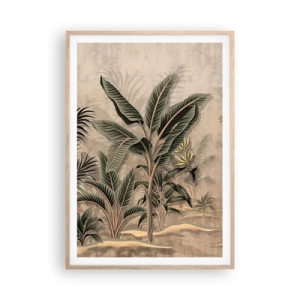 Plakát v rámu světlý dub - Rytina v koloniálním stylu - 70x100 cm