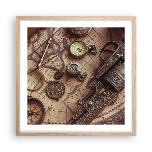 Plakát v rámu světlý dub - Dobrodružství volá - 50x50 cm