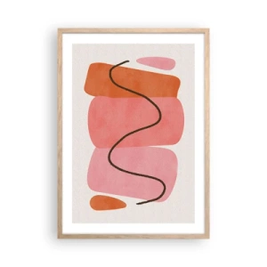 Plakát v rámu světlý dub - Jemný pohyb forem - 50x70 cm