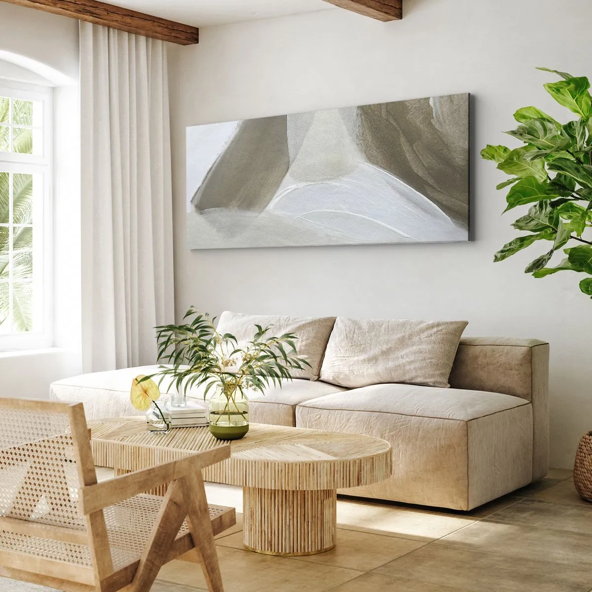 Obraz na plátně - Vlna bílé - 100x40 cm