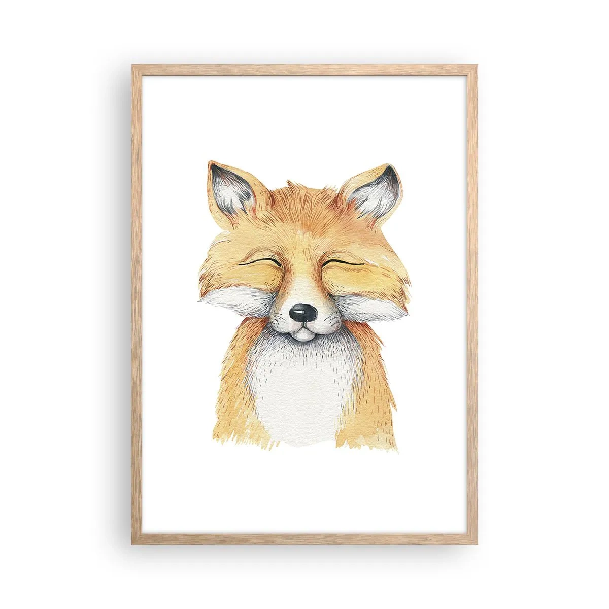 Plakát v rámu světlý dub - Liščí rozladěnost - 50x70 cm