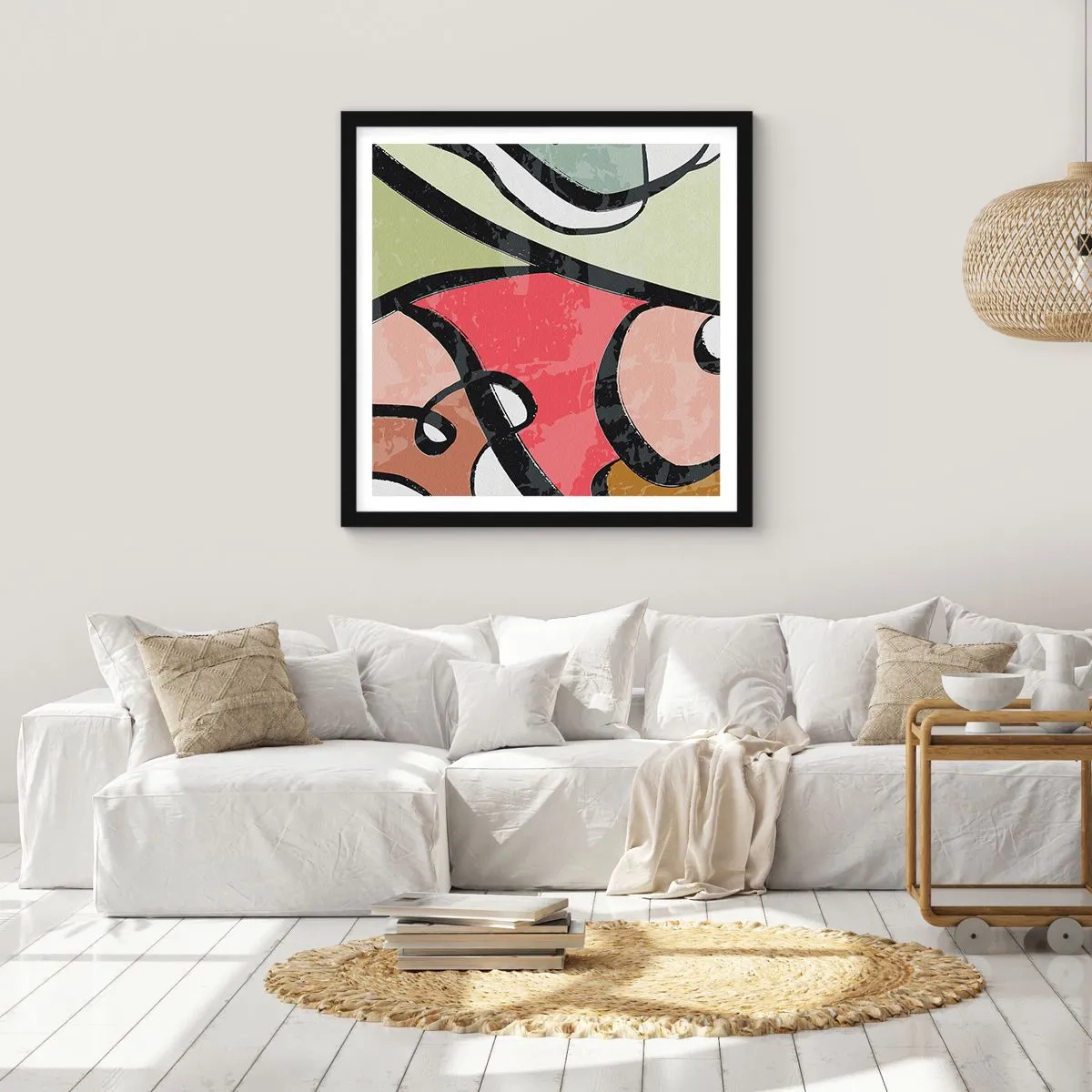 Plakát v černém rámu - Piruety uprostřed barev - 40x40 cm