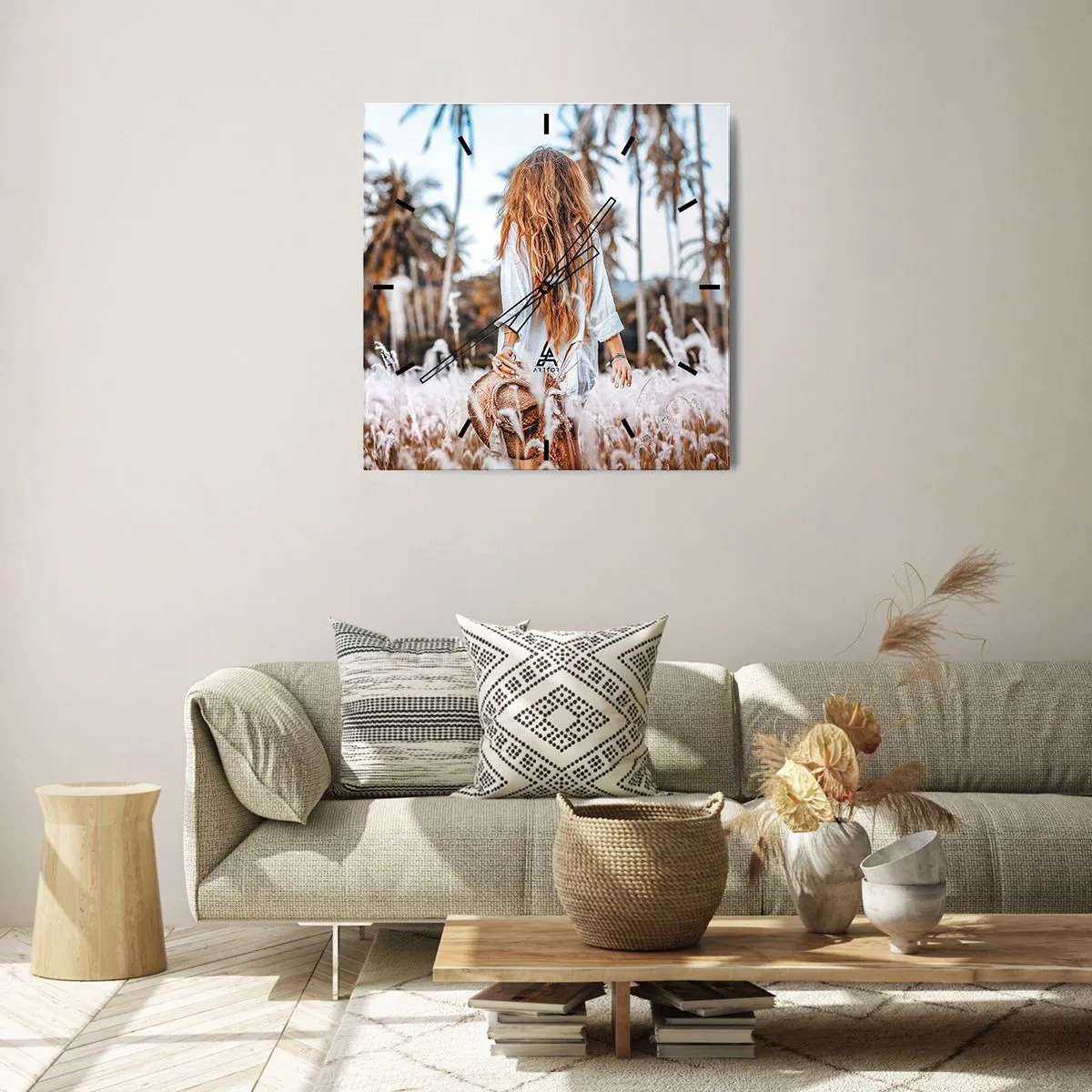 Nástěnné hodiny - Zrozená z travní chmýří - 40x40 cm