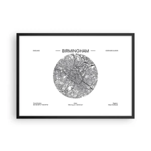 Plakát v černém rámu - Anatomie Birminghamu - 70x50 cm