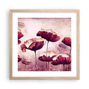 Plakát v rámu světlý dub - Červený a bílý plátek - 40x40 cm