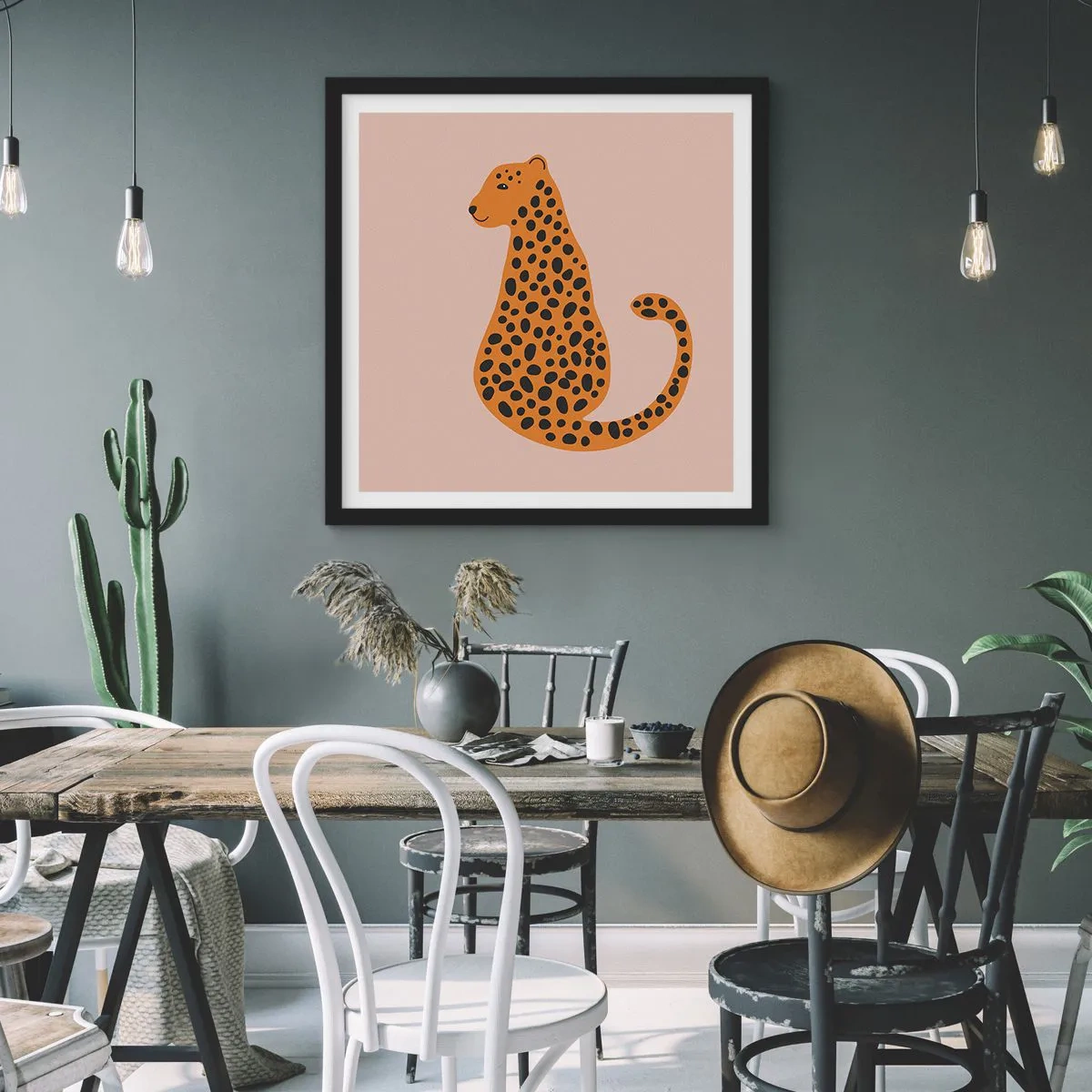Plakát v černém rámu - Leopardní vzor je v módě - 30x30 cm