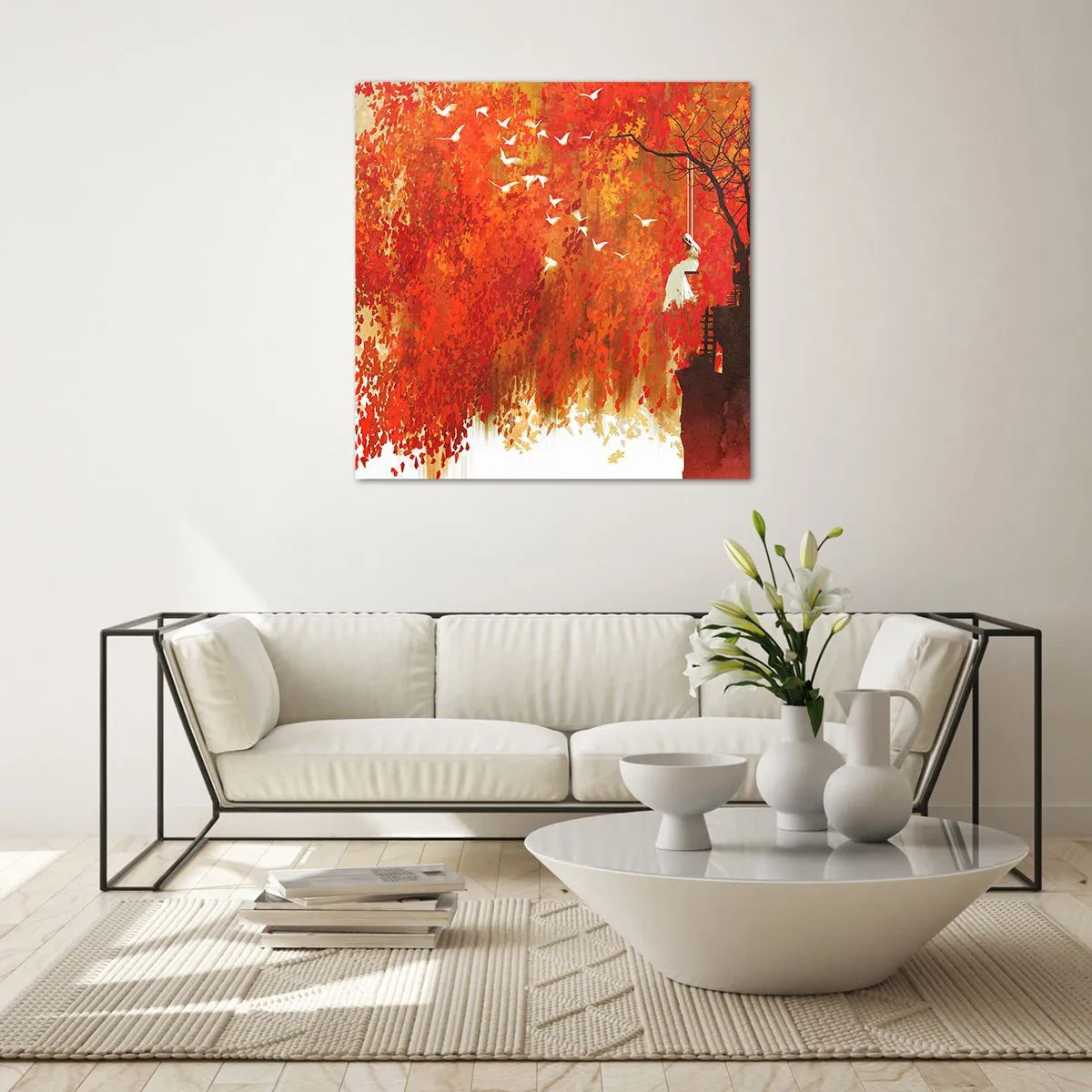 Obraz na skle - Poletí s nimi? - 40x40 cm