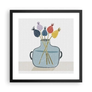 Plakát v černém rámu - Makové květy - 40x40 cm