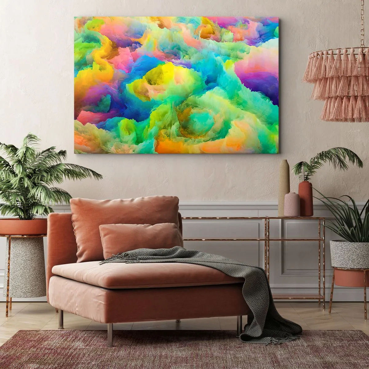 Obraz na plátně - Duhové chmýří - 120x80 cm