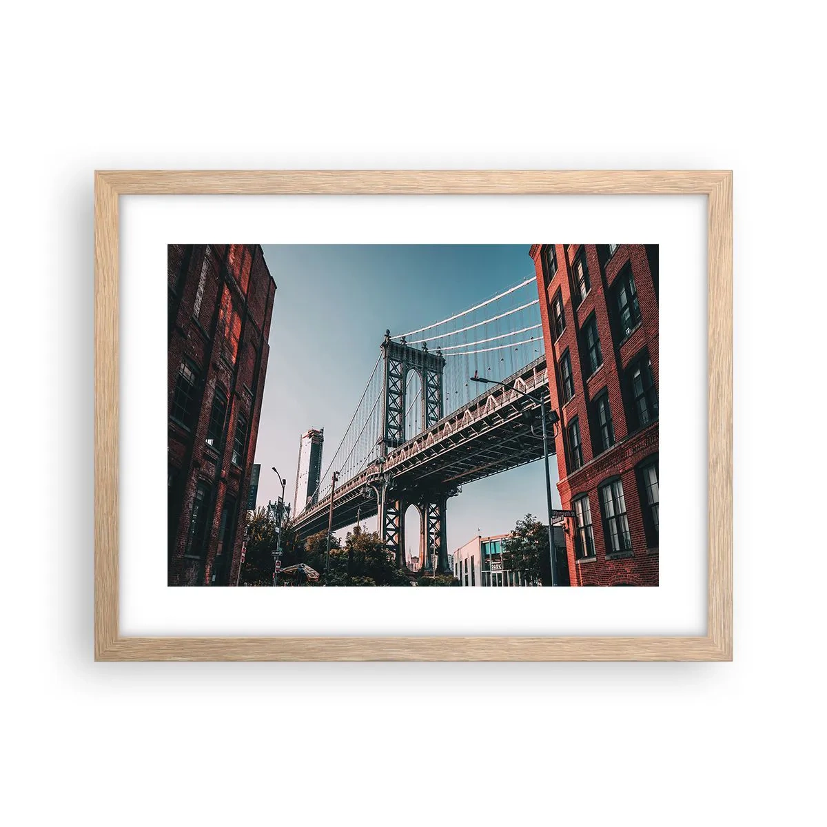 Plakát v rámu světlý dub - Nad vlnami města - 40x30 cm