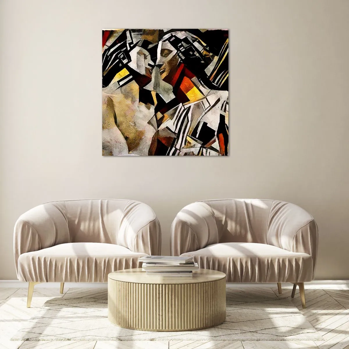 Obraz na skle - Sošný polibek - 70x70 cm