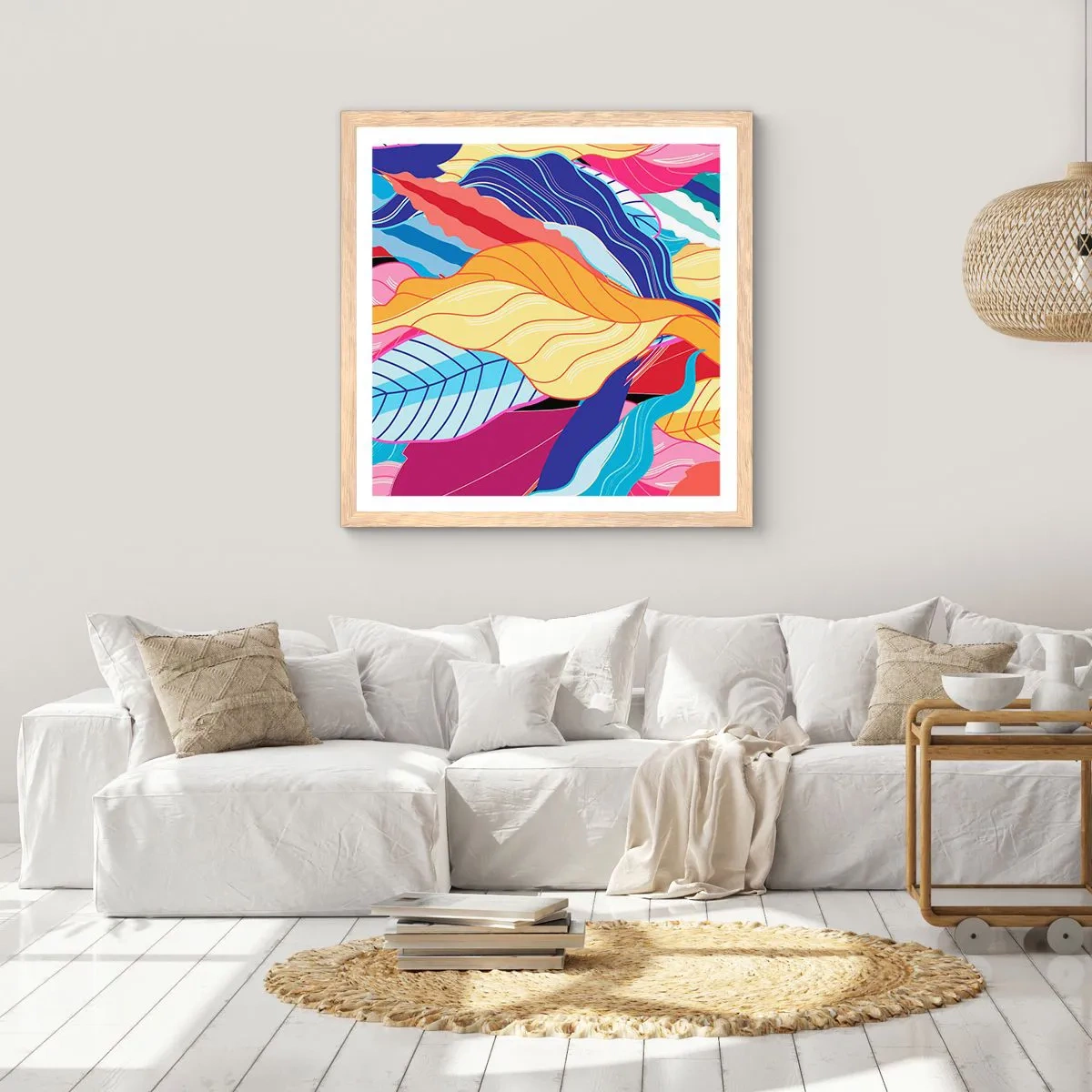 Plakát v rámu světlý dub - Barevný nepořádek - 50x50 cm