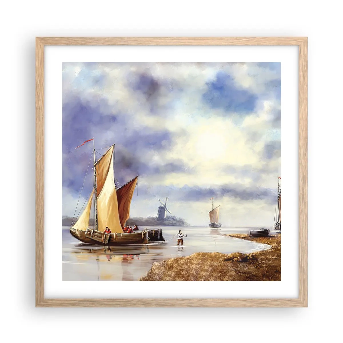 Plakát v rámu světlý dub - Návrat námořníků - 50x50 cm