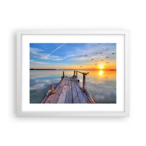 Plakát v bílém rámu - Jít před sebe směrem ke slunci - 40x30 cm