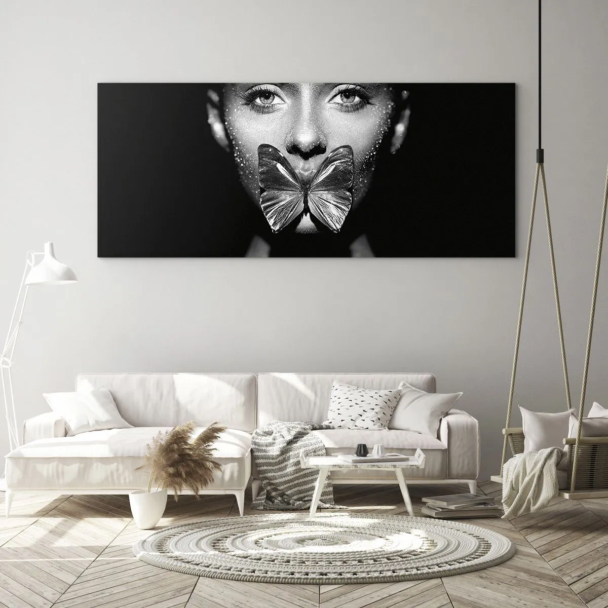 Obraz na skle - Motýlí polibek - 120x50 cm