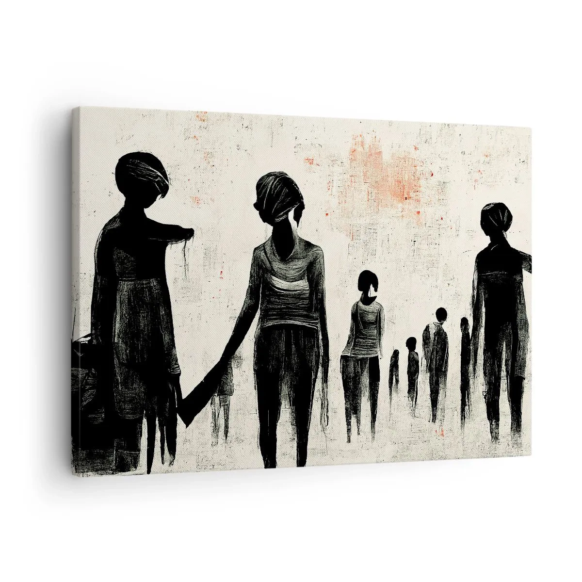 Obraz na plátně - Postavy v monochromatické kompozici na světlém pozadí - 70x50cm - Proti samotě - Moderní nástěnná dekorace do obývacího pokoje a ložnice ARTTOR