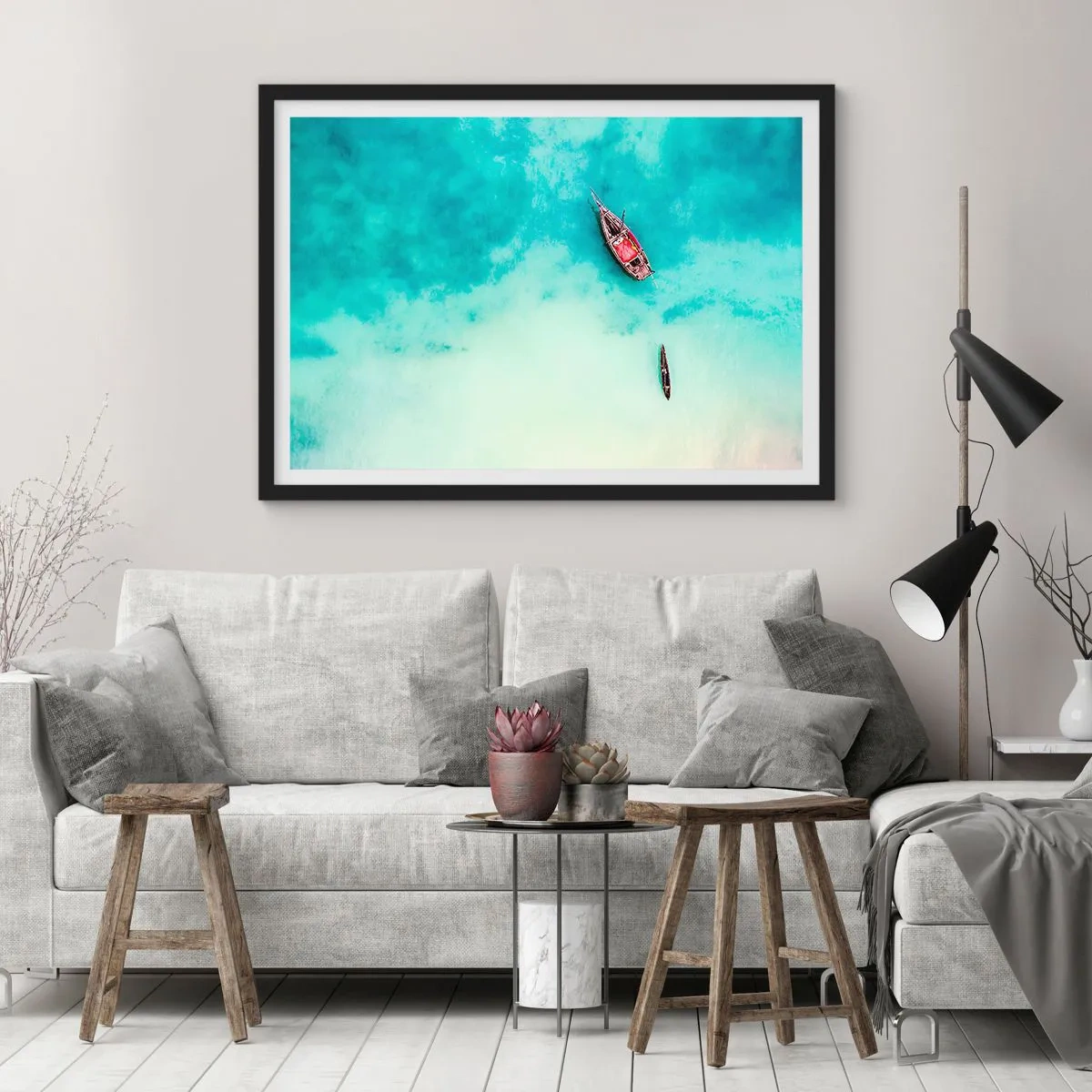 Plakát v černém rámu - Protože na plážích Zanzibaru, když je přebytek vody… - 70x50 cm