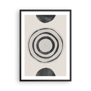 Plakát v černém rámu - Minimalistická kompozice geometrických kruhů - 50x70cm - Důležité je to, co je uprostřed - Moderní nástěnná dekorace do obývacího pokoje a ložnice ARTTOR