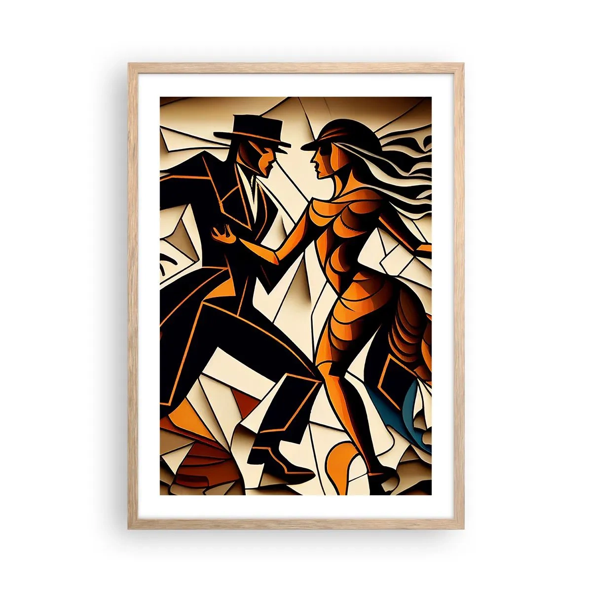 Plakát v rámu světlý dub - Tanec vřelosti a vášně - 50x70 cm