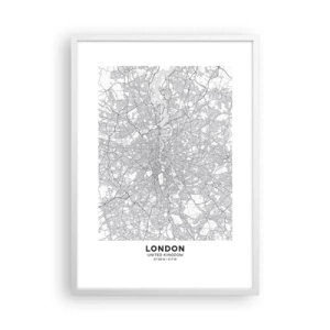Plakát v bílém rámu - Mapa londýnského labyrintu - 50x70 cm