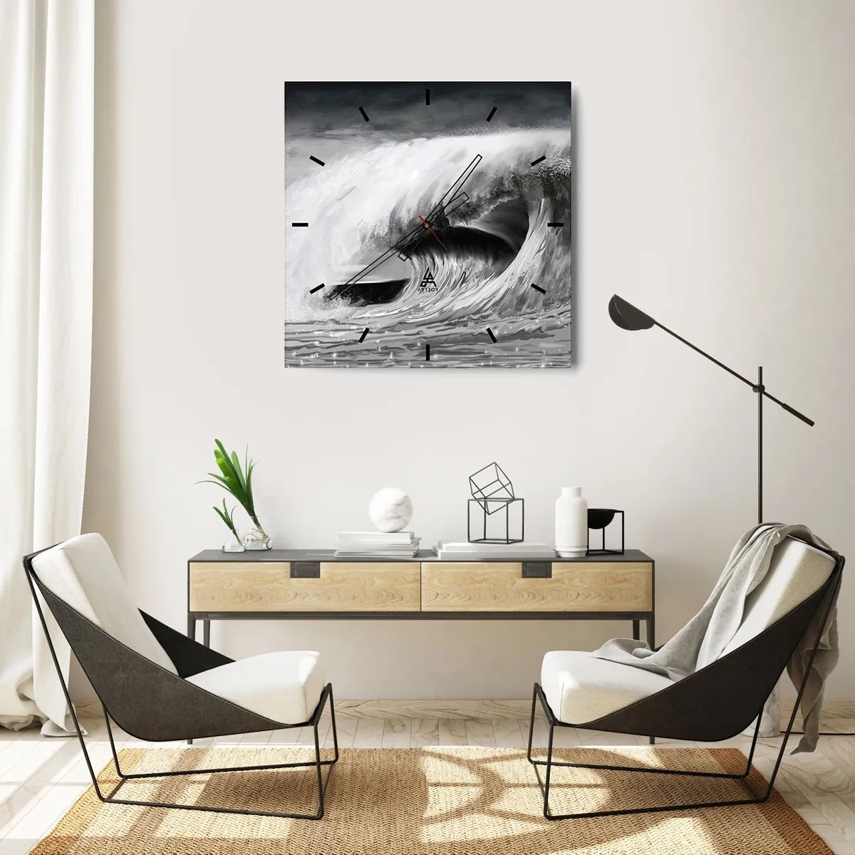 Nástěnné hodiny - Hněv oceánu - 30x30 cm
