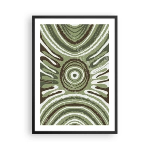 Plakát v černém rámu - Symetrický abstraktní vzor v odstínech zelené - 50x70cm - Exploze emocí - Moderní nástěnná dekorace do obývacího pokoje a ložnice ARTTOR