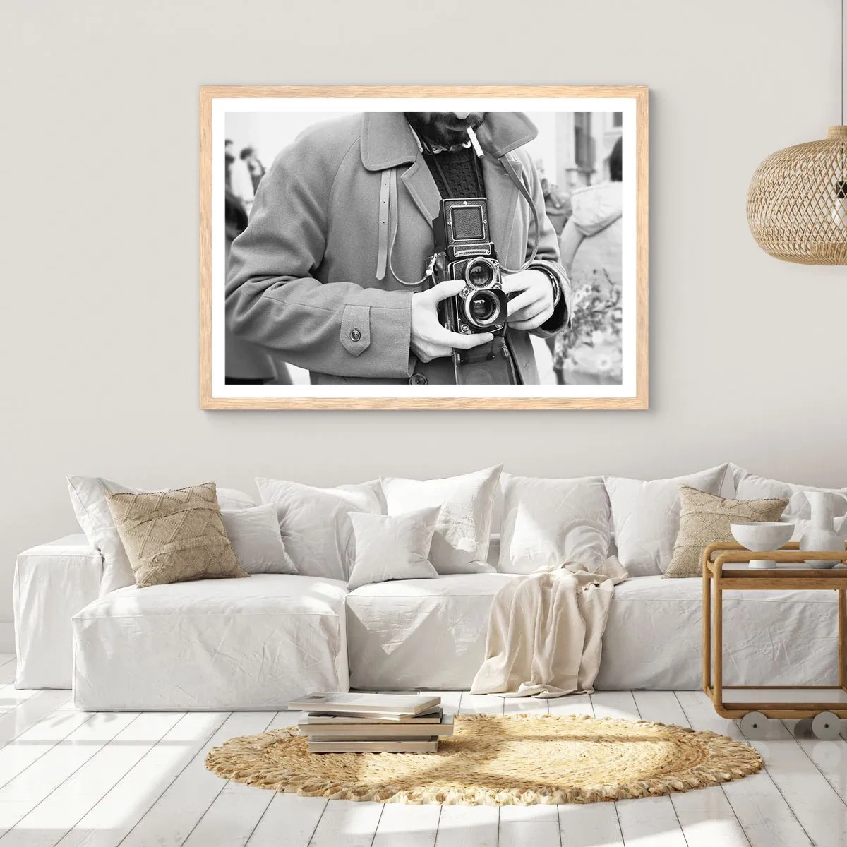 Plakát v rámu světlý dub - V retro stylu - 100x70 cm