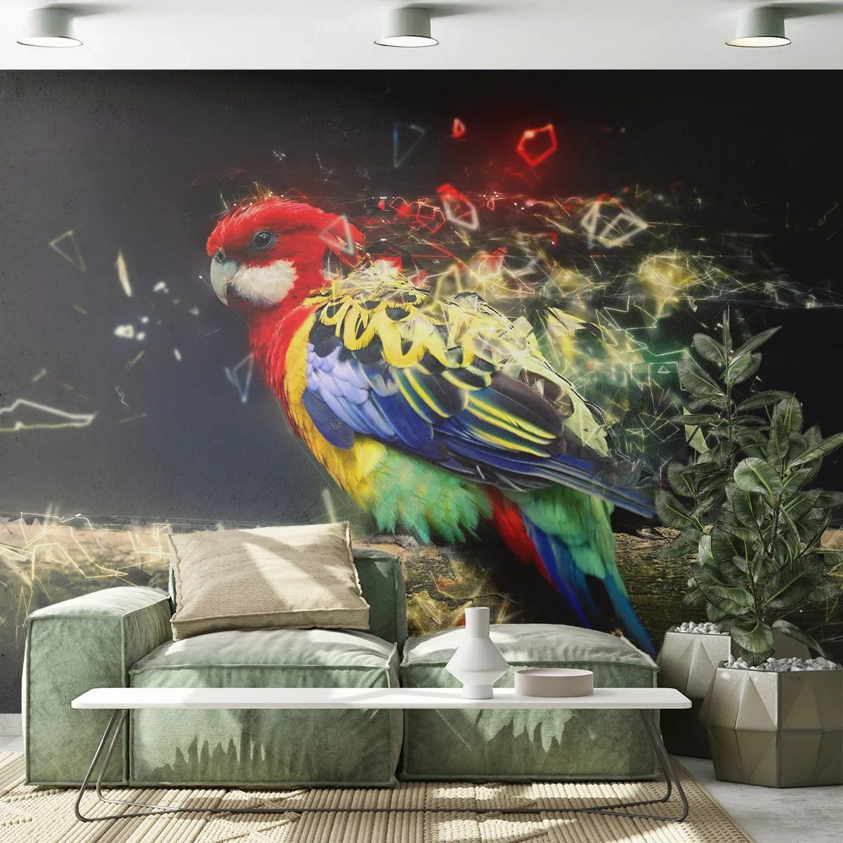 Fototapeta Samolepicí Deluxe Sticker - Posel záře - Abstrakce, Papoušek, Pták - 250x175 cm