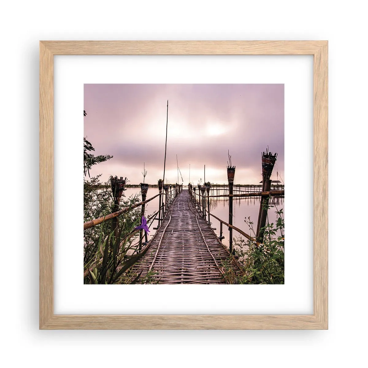 Plakát v rámu světlý dub - Klid a pohoda Asie - 30x30 cm