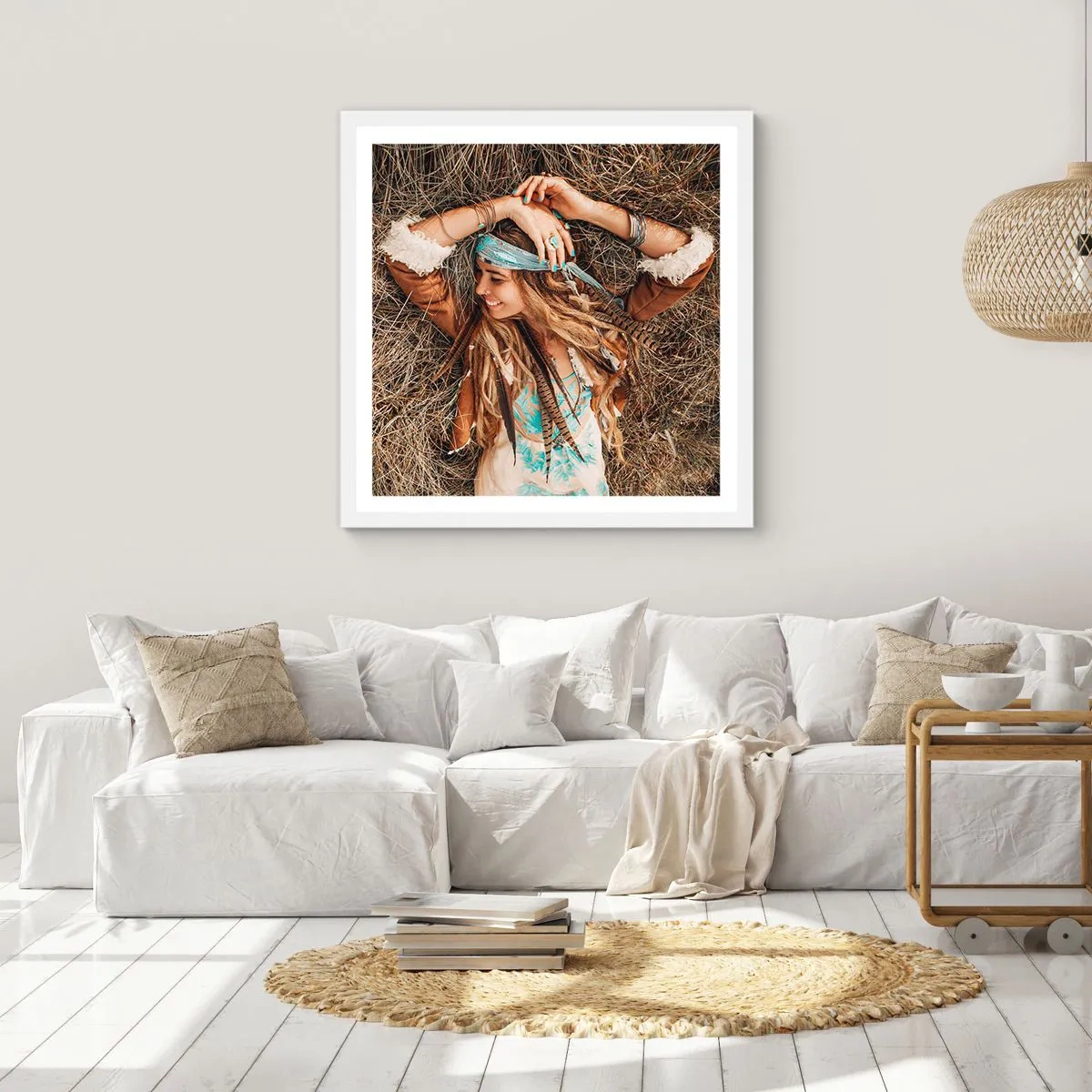 Plakát v bílém rámu - Na cestě do léta lásky - 30x30 cm