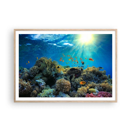 Plakát v rámu světlý dub - Podvodní poklady - 100x70 cm