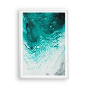 Plakát v bílém rámu - Propadnout v bílé a tyrkysové - 70x100 cm