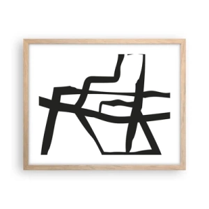 Plakát v rámu světlý dub - Černobílá konstrukce - 50x40 cm