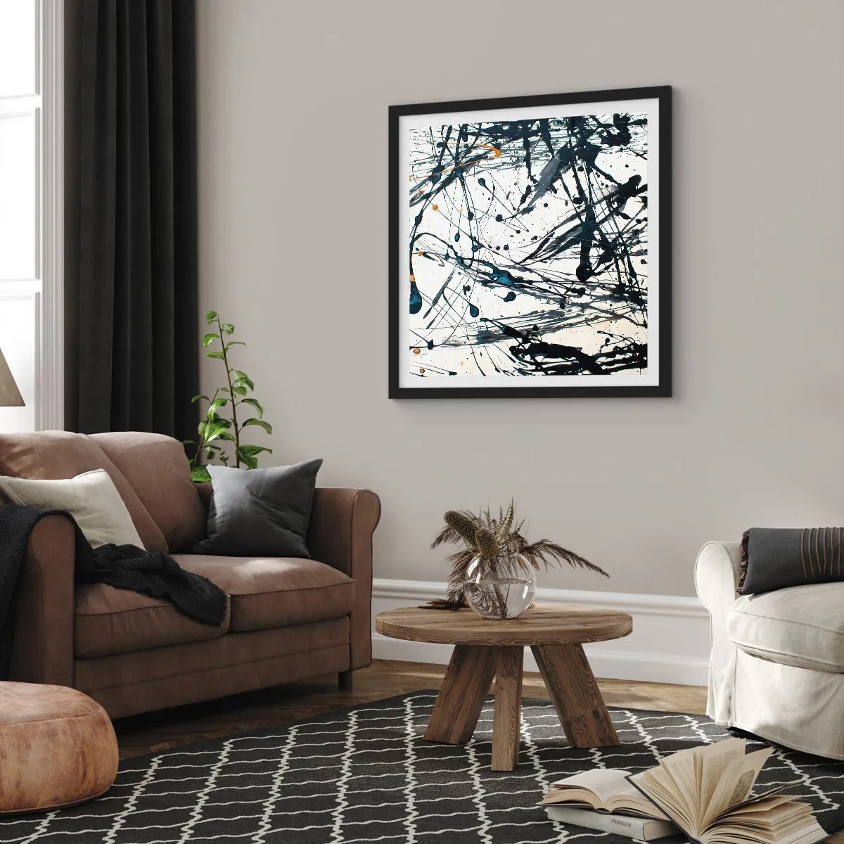 Plakát v černém rámu - Expresionistická abstrakce - 60x60 cm