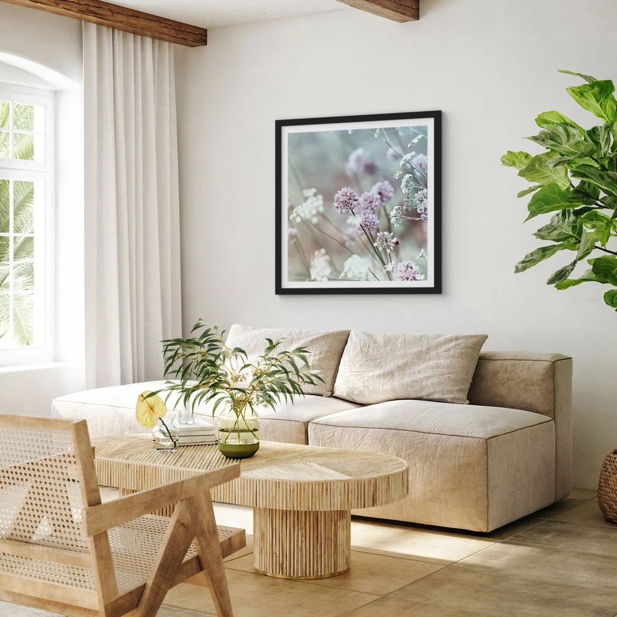 Plakát v černém rámu - Sladké filigrány bylinek - 40x40 cm