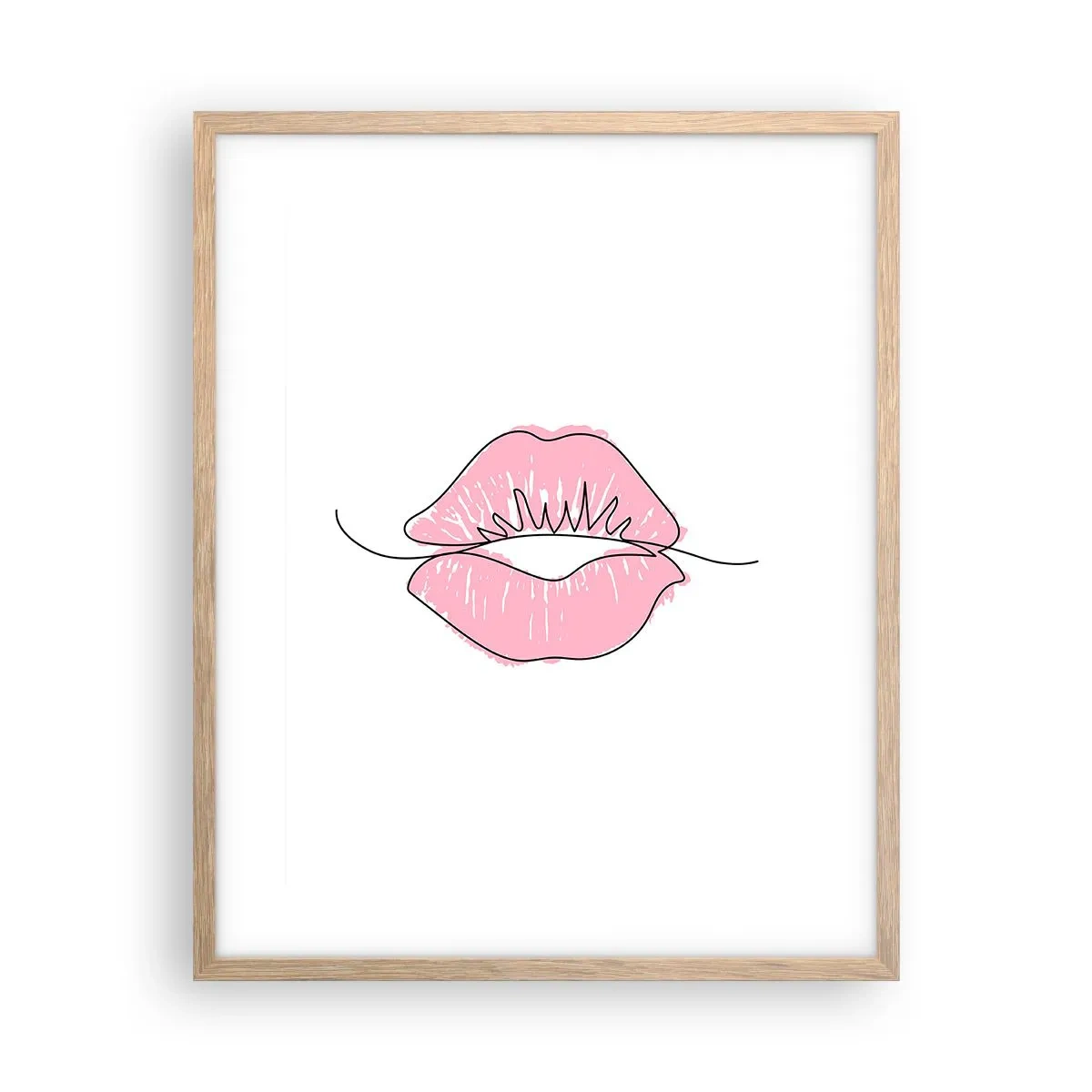 Plakát v rámu světlý dub - Jsi připraven na polibek? - 40x50 cm