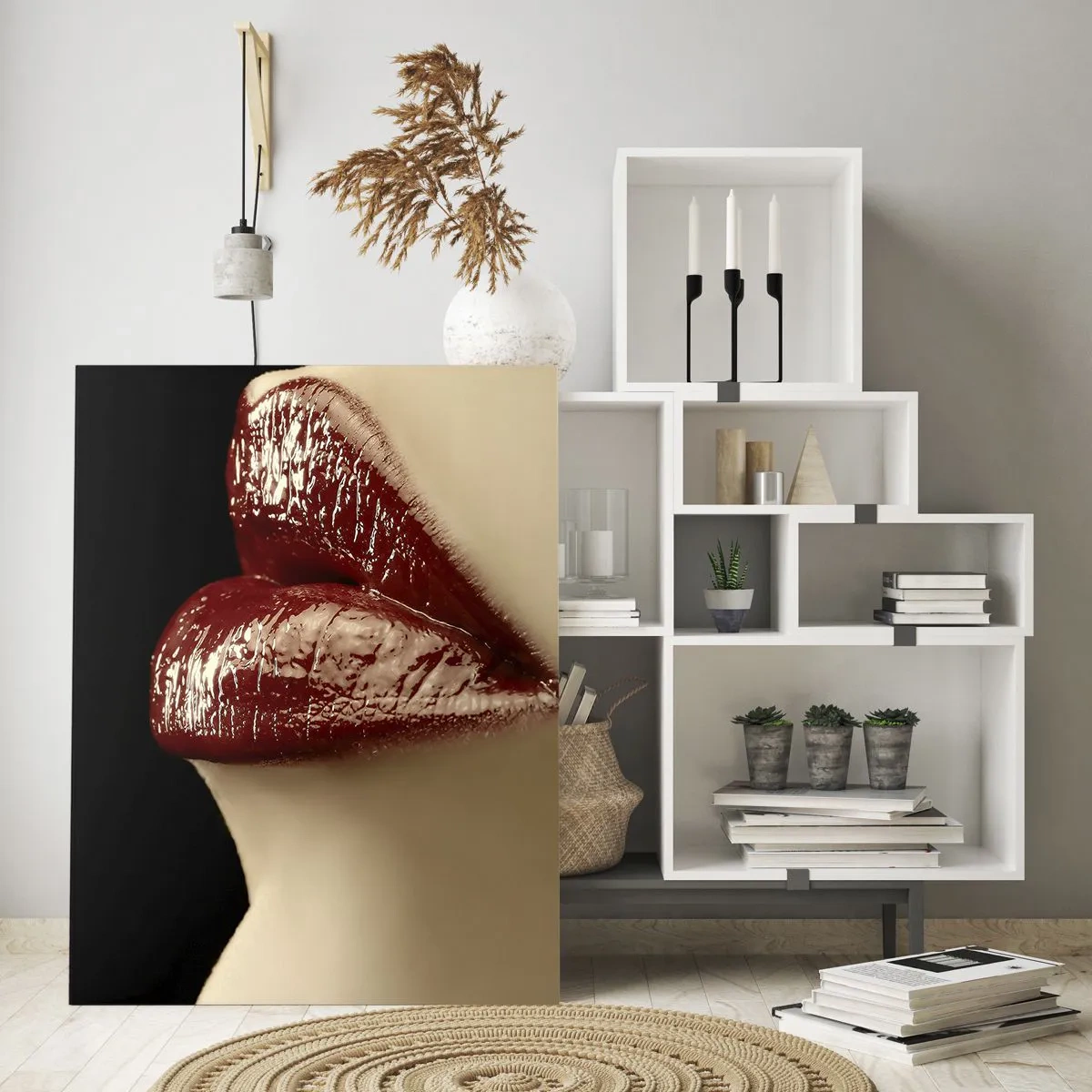 Obraz na skle - Smyslnost a lesk karmínu - 70x100 cm