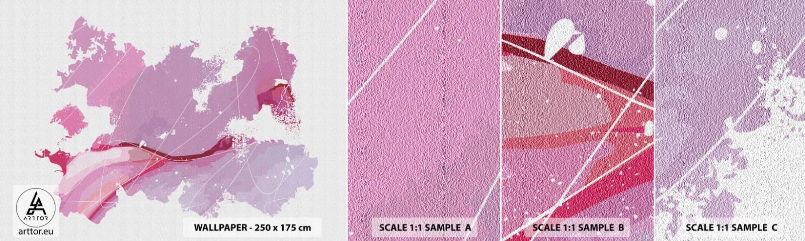 Vzor Fototapety Samolepicí Deluxe Sticker - Mapa růžového světa - Minimalismus, Pastel, Mapa - 100x30 cm