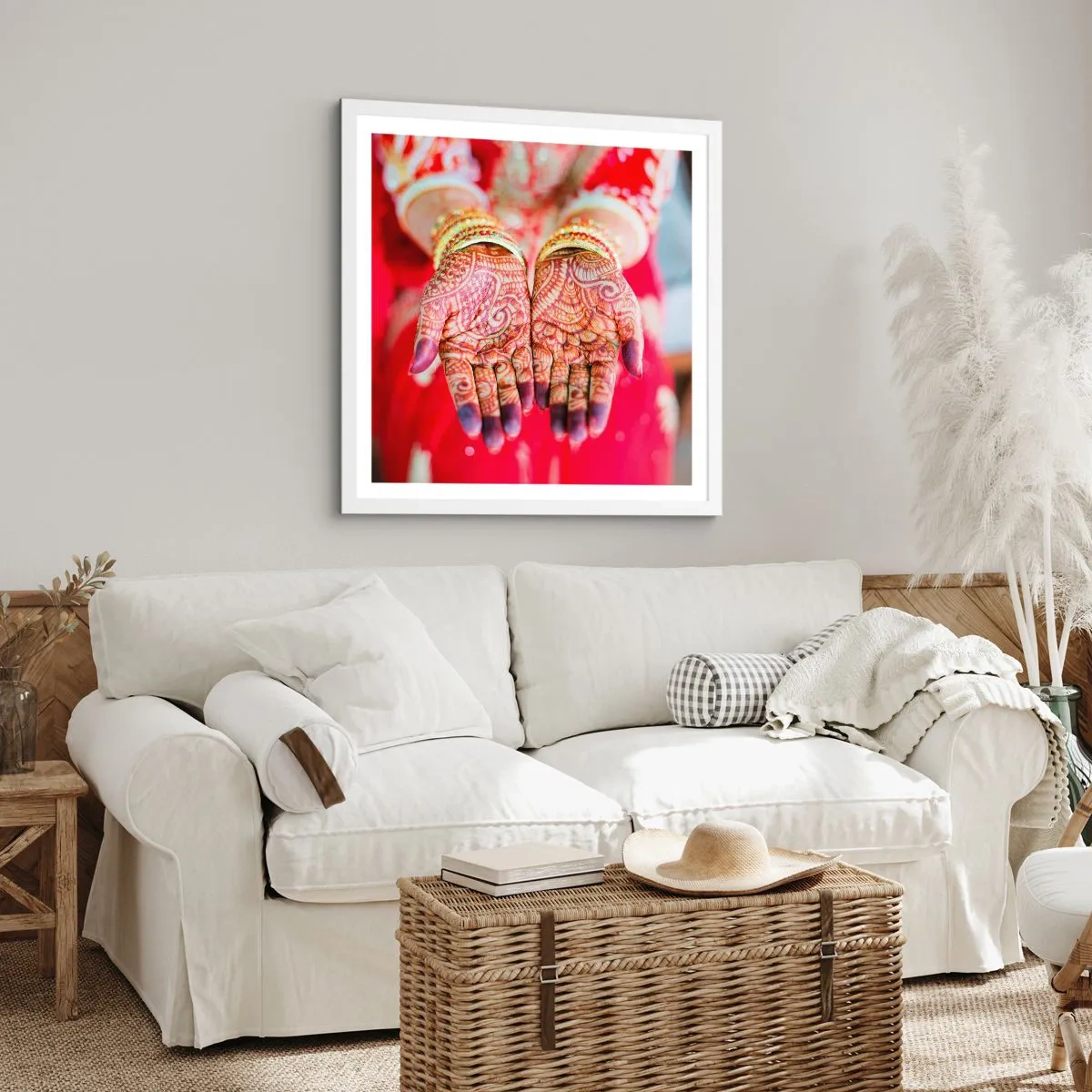 Plakát v bílém rámu - Připravená chytit štěstí - 60x60 cm