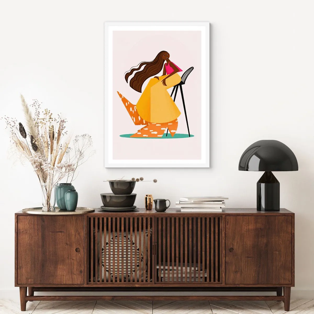 Plakát v bílém rámu - Móda je také zábava - 70x100 cm