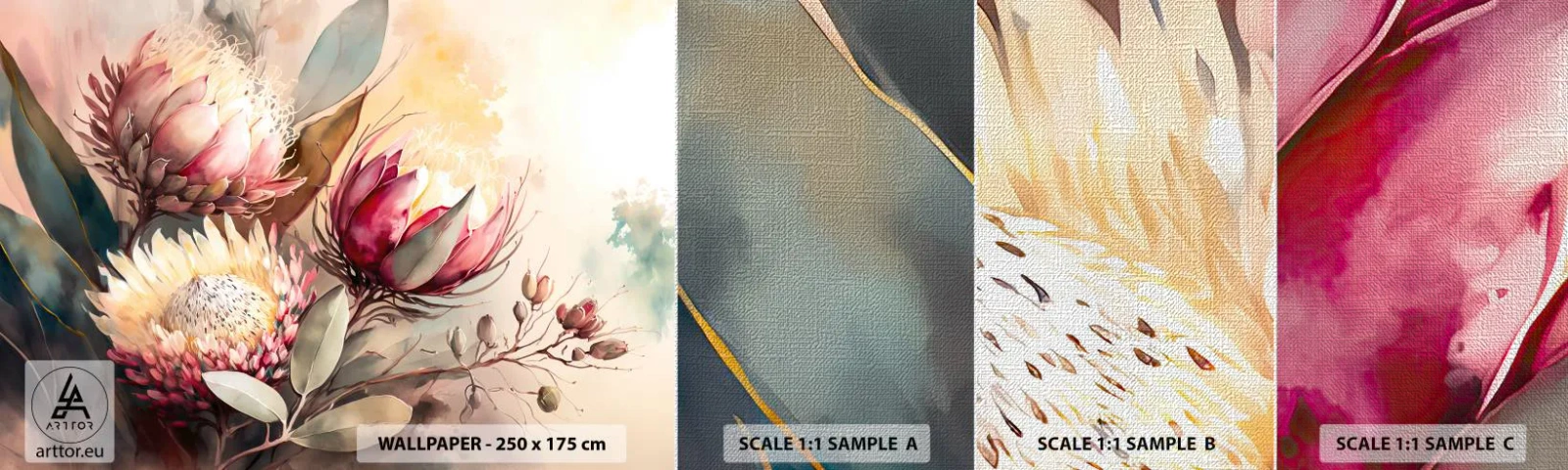 Vzor Fototapety Premium Canvas - Z profilu a en face - Květiny, Art Deco, Botanika - 100x30 cm