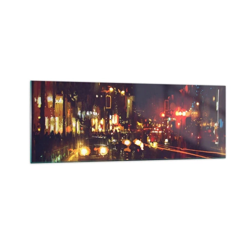 Obraz na skle - Ponořená do světel noci - 140x50 cm