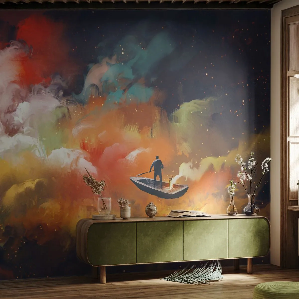 Fototapeta Premium Canvas - Lodí galaxií - Abstrakce, Fantazie, Výlet - 150x105 cm