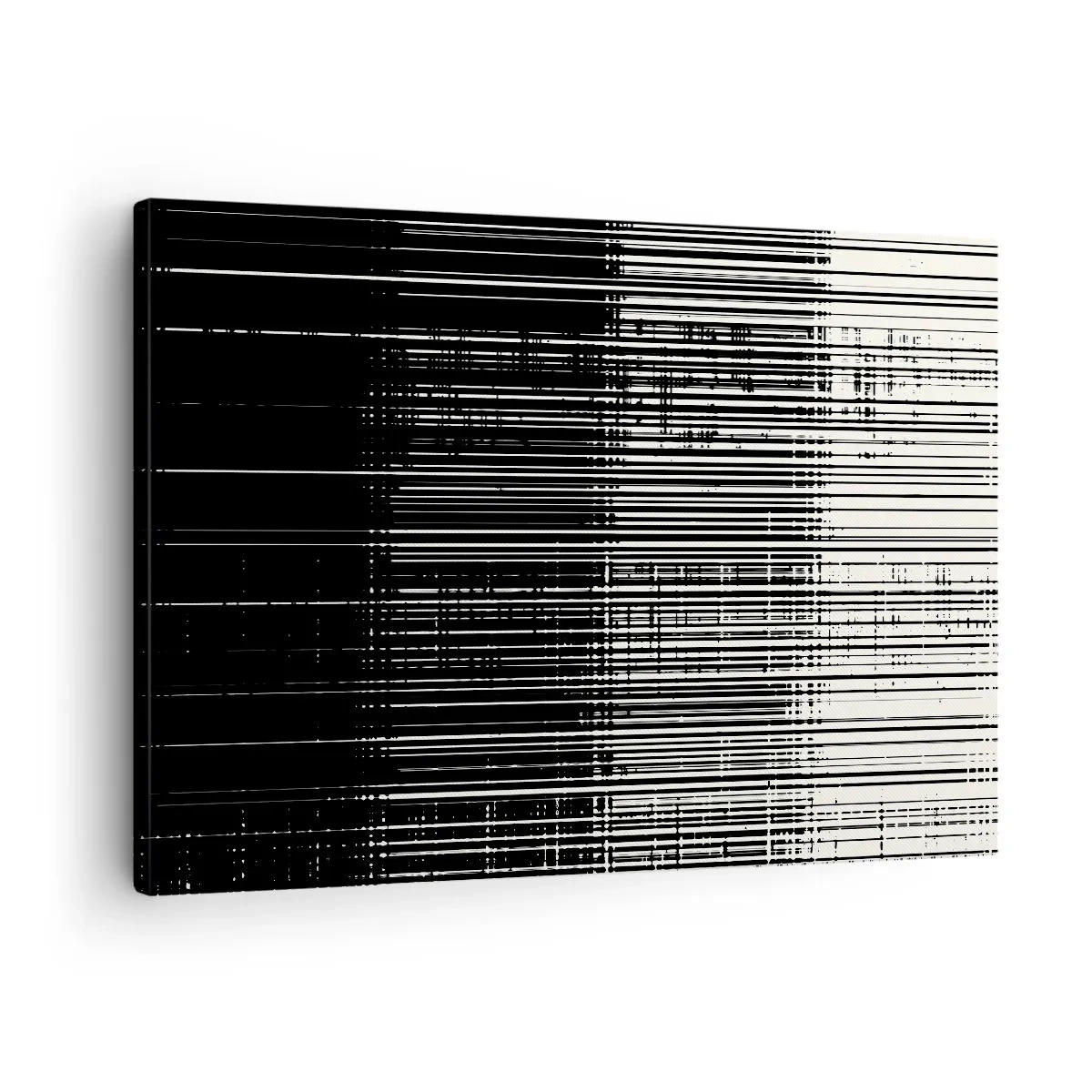 Obraz na plátně - Abstraktní kompozice čar v kontrastní černé a bílé - 70x50cm - Vlny a vibrace - Moderní nástěnná dekorace do obývacího pokoje a ložnice ARTTOR