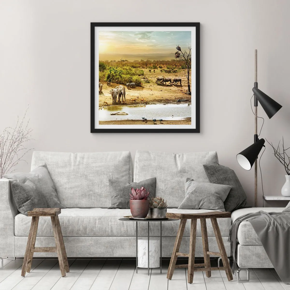 Plakát v černém rámu - „Z ráje opět pramenila řeka…“ - 50x50 cm