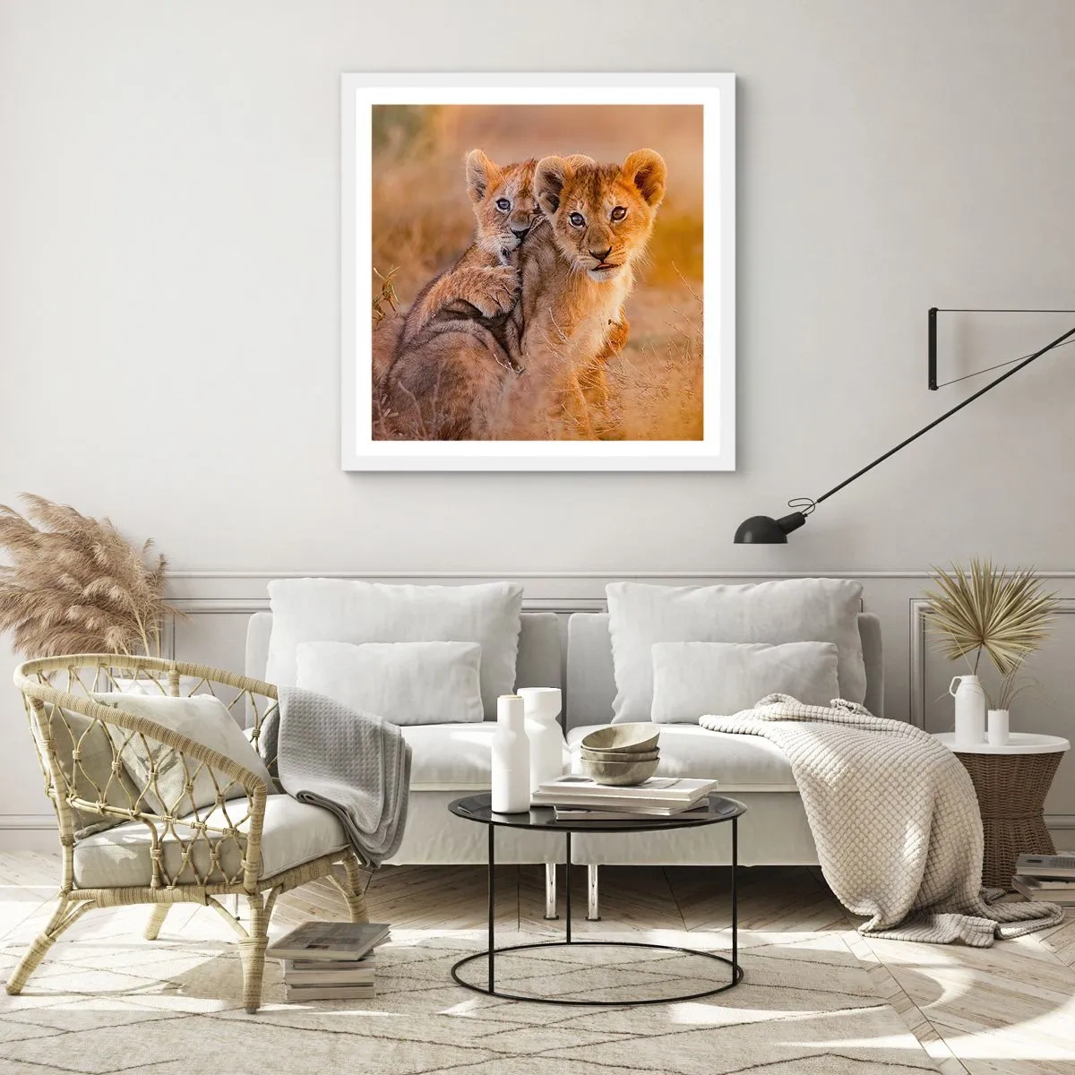 Plakát v bílém rámu - Nevyrušovat! Hrajme si - 60x60 cm