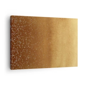 Obraz na plátně - Zlatý gradient s jemným třpytem a zdobením - 70x50cm - Zrození světla - Moderní nástěnná dekorace do obývacího pokoje a ložnice ARTTOR