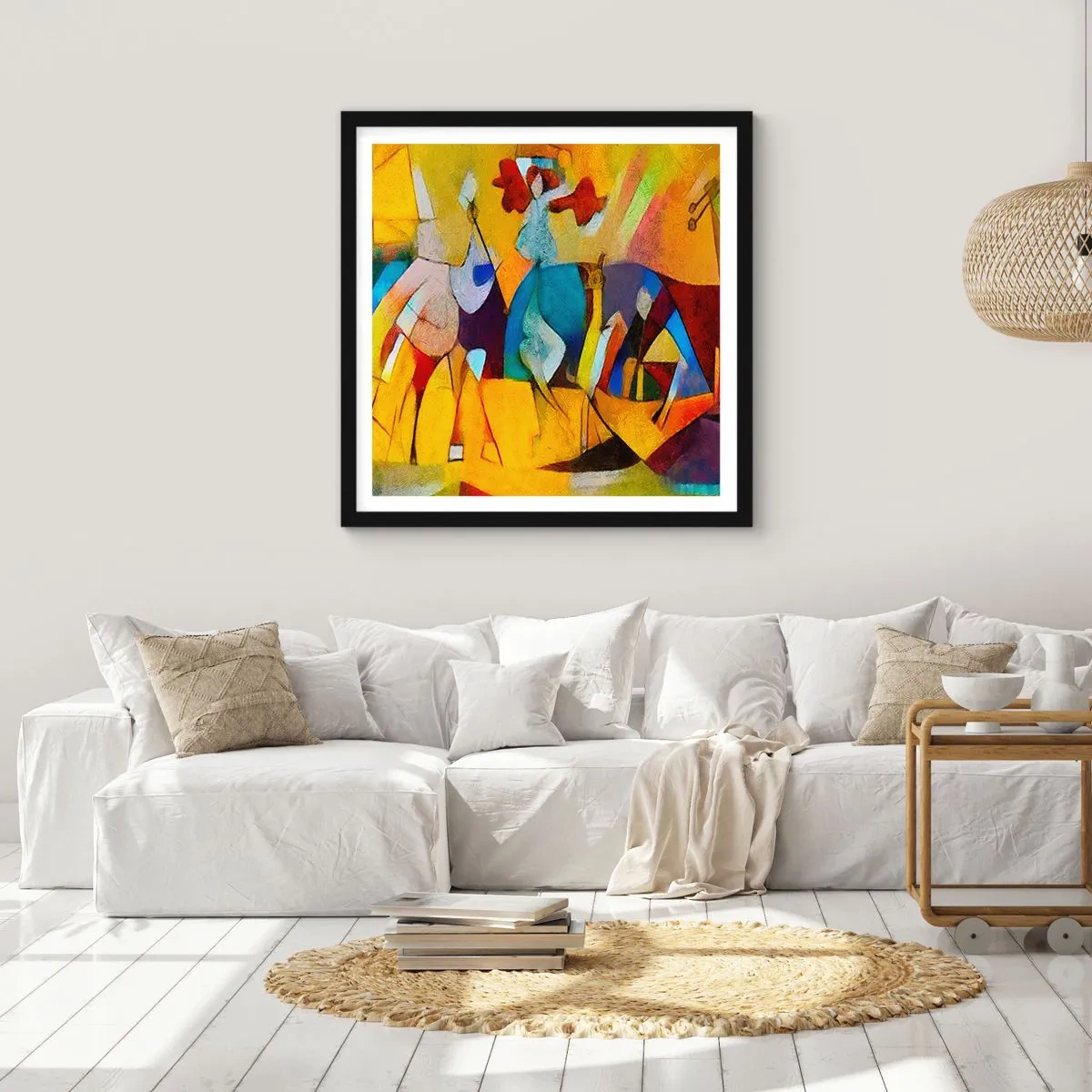 Plakát v černém rámu - Slunce - život - radost - 40x40 cm