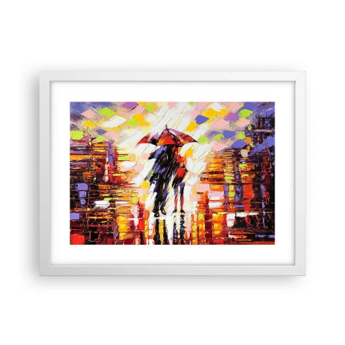 Plakát v bílém rámu - Společně přes noc a déšť - 40x30 cm