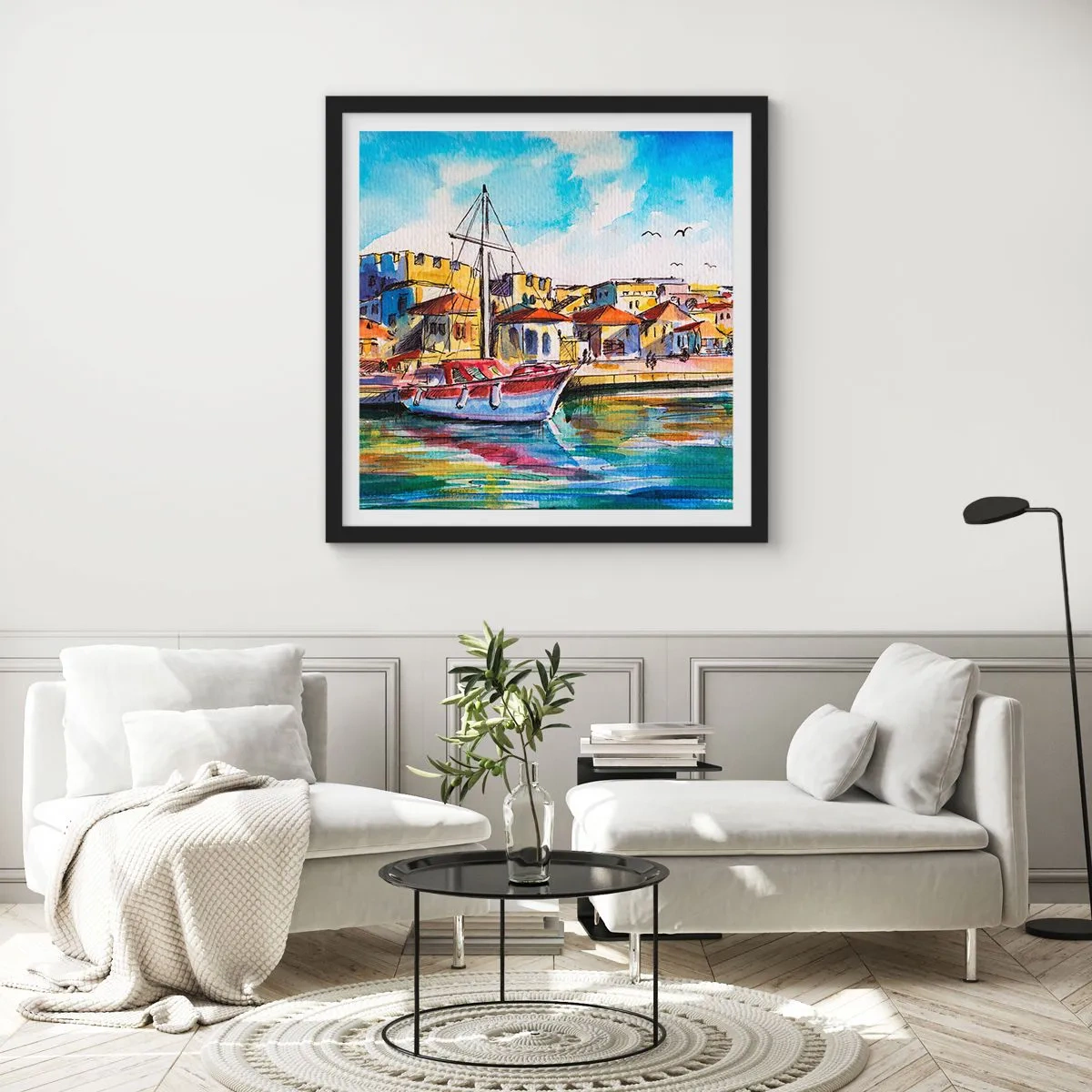 Plakát v černém rámu - Duhové odpoledne - 40x40 cm